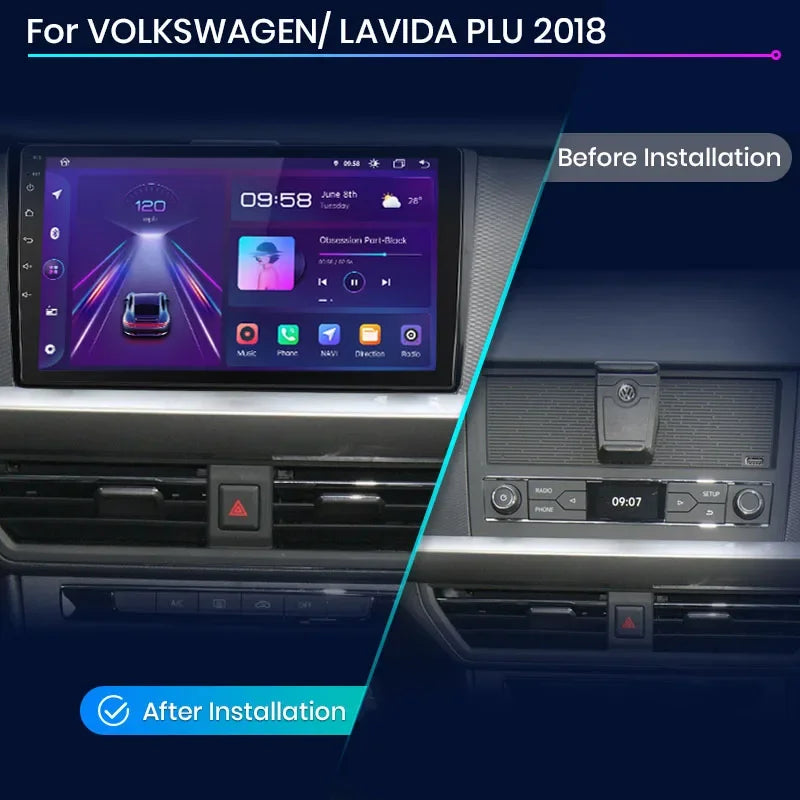 Junsun CarPlay inalámbrico Android Auto Radio para VOLKSWAGEN LAVIDA PLU 2018 Sistemas inteligentes para coche RDS BT WiFi 2 DIN 