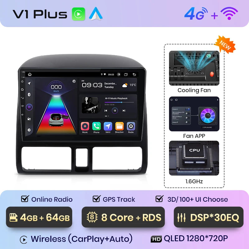 Junsun V1 pro AI Voice 2 din Android Auto Radio for Honda CR-V CRV 2 2001 - 2006 Car Radio Multimedia GPS Track Carplay 2din dvd