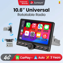 Lade das Bild in den Galerie-Viewer, Junsun 10.6 Inch Universal Rotatable 1DIN 2DIN Car Radio Wireless CarPlay Android Auto Touch Screen Multimedia GPS autoradio
