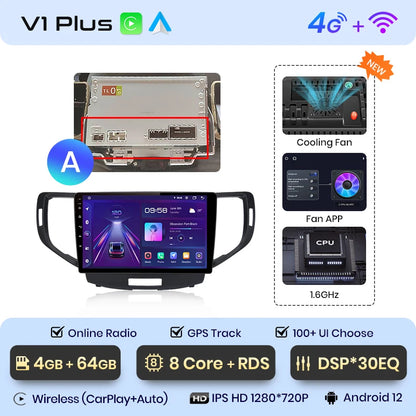 Junsun V1 AI Stimme Drahtlose CarPlay Android Auto Radio Für Honda Accord 8 2008-2012 4G Auto Multimedia GPS 2din autoradio 