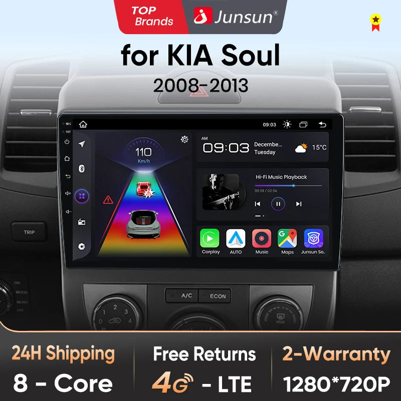 Junsun V1 AI Stimme Drahtlose CarPlay Android Auto Radio Für Kia Soul AM 2008-2011 4G Auto Multimedia GPS 2din autoradio 