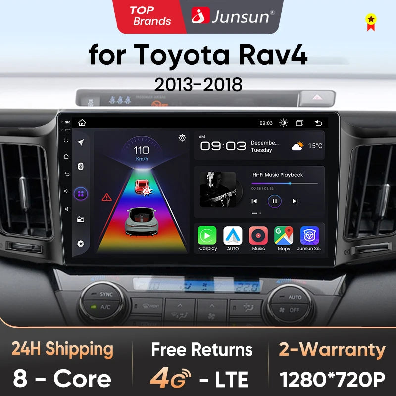 Junsun V1pro AI Voice 2 din Android Auto Radio para Toyota RAV4 RAV 4 2012 - 2018 Carplay 4G coche Multimedia GPS 2din autoradio 