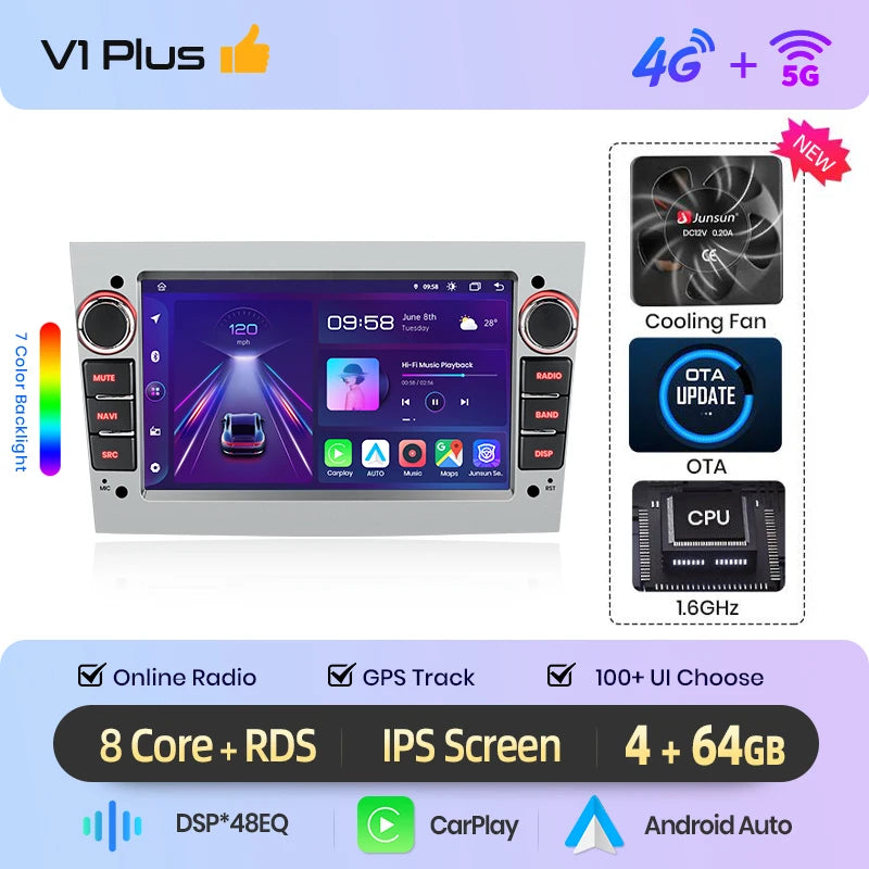 Junsun Wireless CarPlay Car Radio For Opel Astra Vectra Vauxhall Antara Zafira Corsa Vivaro Meriva Android Multimedia