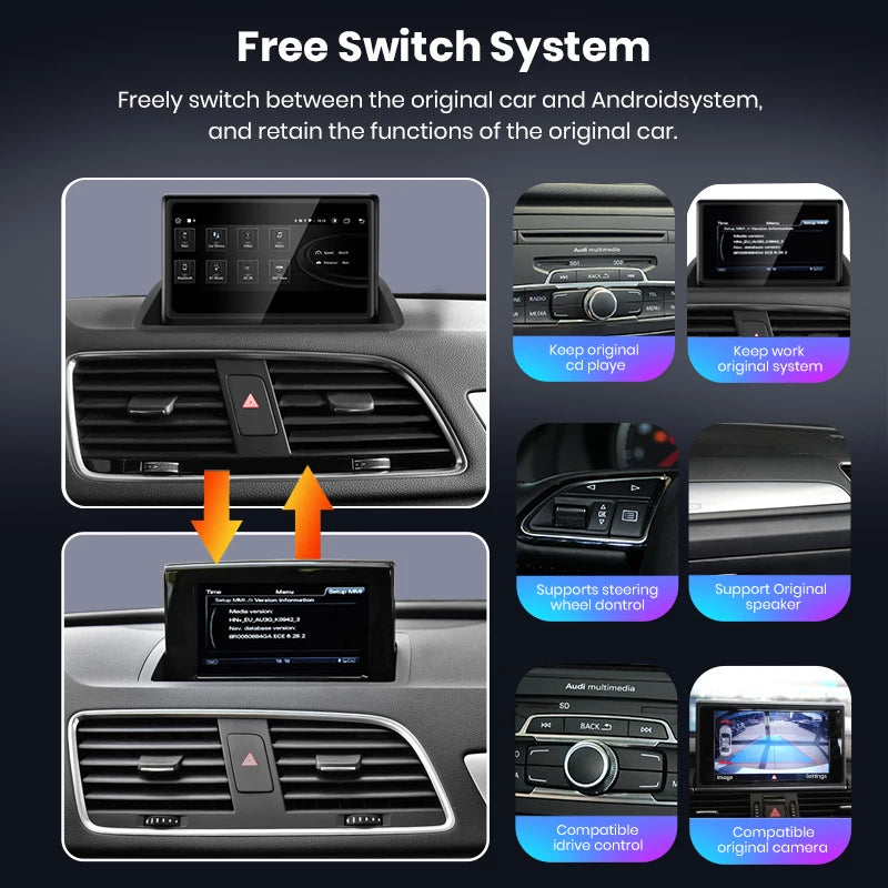 Junsun 8 inch CarPlay For Apple Car Radio Multimedia For Audi Q3 2012-2018 4G LTE WIFI Bluetooth Wireless Android Auto Stereo