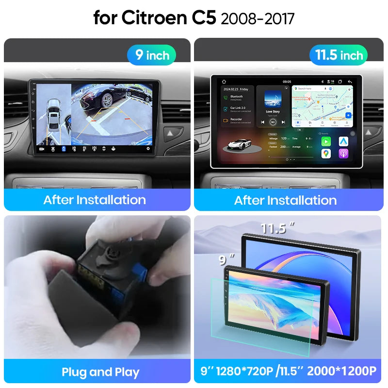 Junsun Wireless CarPlay Car Radio For Citroen C5 2008 2009 2010 2011 2012-2017 Android Multimedia