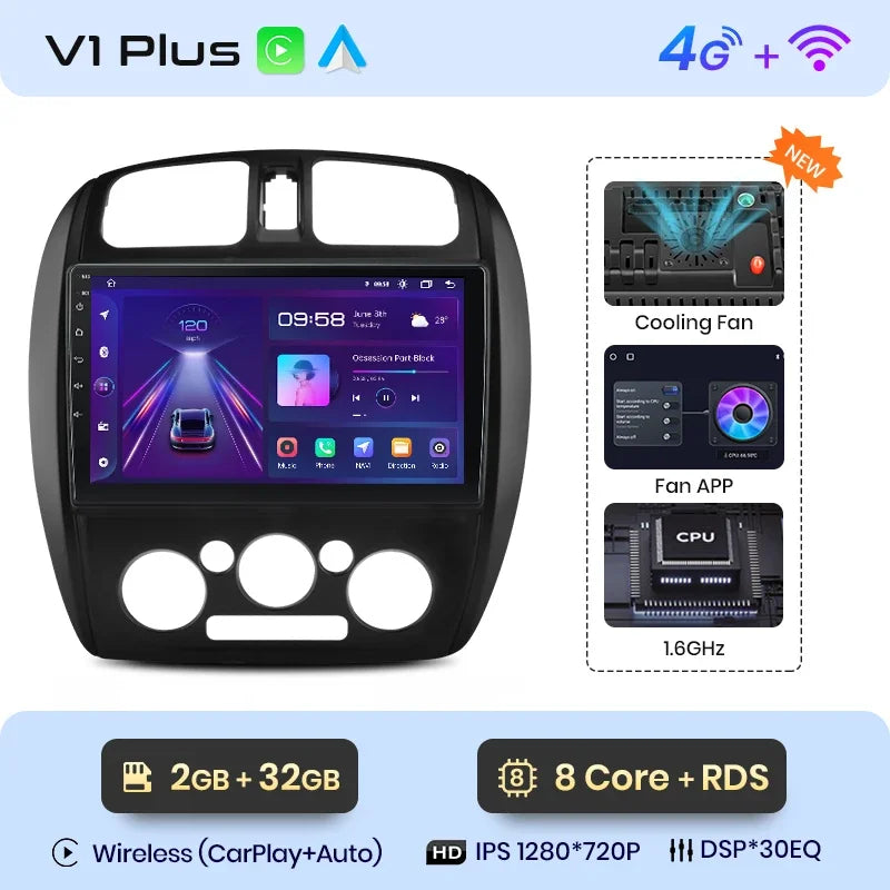 Radio Junsun CarPlay inalámbrica Android Auto para MAZDA 323, HAIMA, FREEMA, FORD LASER 2002-2008, sistemas inteligentes para coche, RDS, Bluetooth, WiFi 