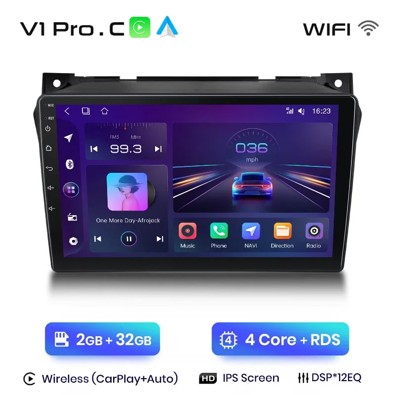 Radio Junsun CarPlay inalámbrica Android Auto para Suzuki Alto 2009-2016 con sistema inteligente RDS, Bluetooth, WiFi, 2 DIN 
