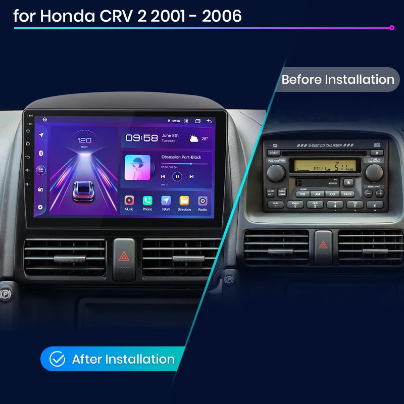 Junsun V1 pro AI Voice 2 DIN Android Auto Radio para Honda CR-V CRV 2 2001-2006 Radio de coche multimedia GPS Track Carplay 2 DIN DVD 