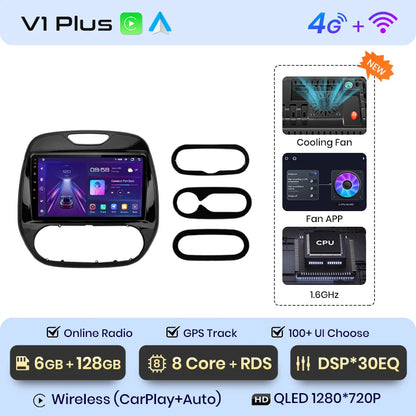 Junsun V1 AI Voice - Radio inalámbrica CarPlay Android para Renault Captur Kaptur 2016-2019, 4G, GPS, 2DIN 