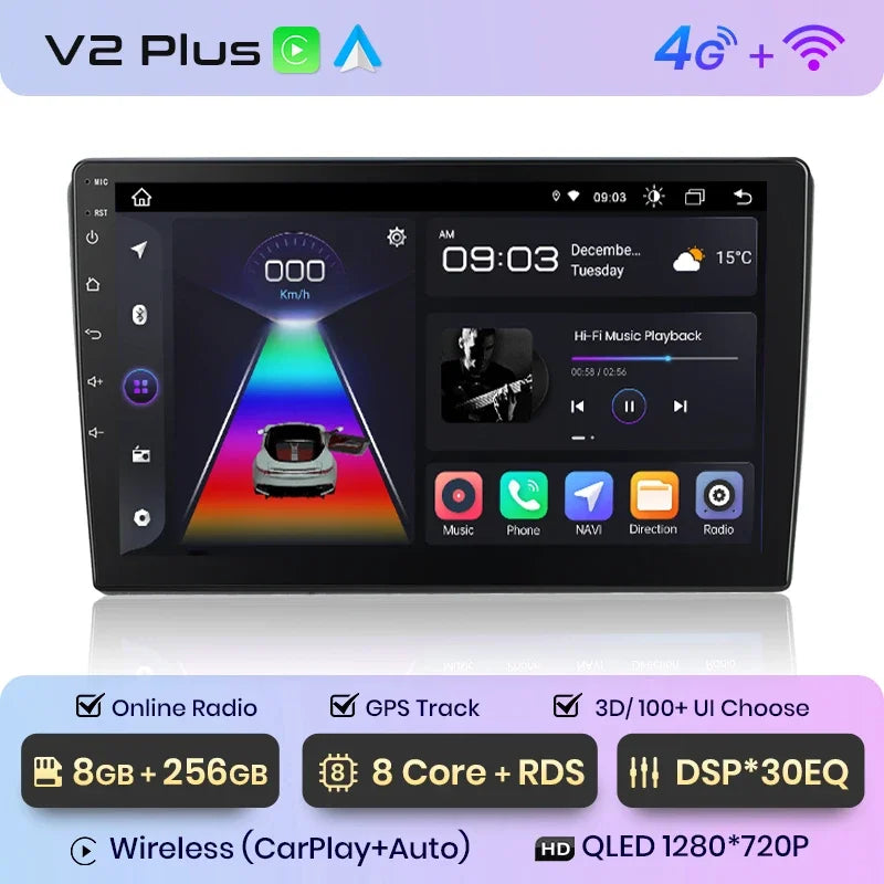 Junsun CarPlay inalámbrico Android Auto Radio para VOLKSWAGEN CARAVELLE 2015+ Sistemas inteligentes para coche RDS BT WiFi 2 DIN 