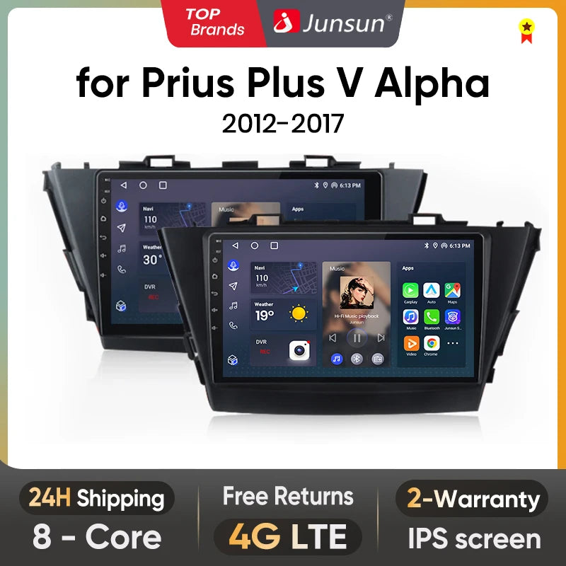 Junsun V1 AI Voice Wireless CarPlay Android Auto Radio for Toyota Prius Plus V Alpha 2012-2017 Car Multimedia GPS 2din autoradio