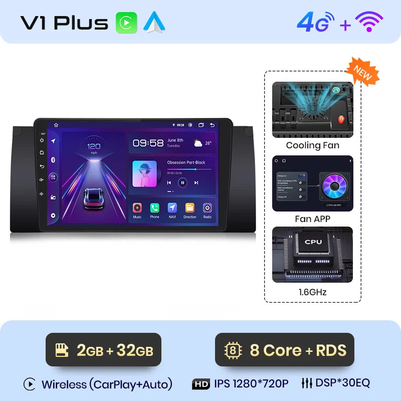 Junsun V1 Plus AI Voice Android Auto Radio For BMW E53 Carplay 4G Car Multimedia GPS 2din autoradio