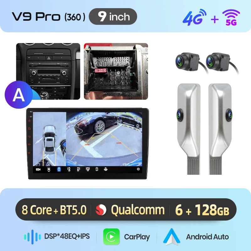 Junsun Wireless CarPlay Car Radio For Audi A4 B6 2000 20012002 2003 2004-2009 Android Multimedia