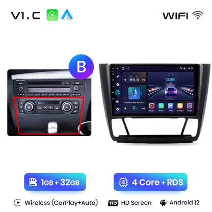 Junsun V1 AI Voice - Radio inalámbrica CarPlay Android Auto para BMW Serie 1, Serie 1, E87, E81, E82, E88 (2004-2011), 4G, GPS multimedia para coche 