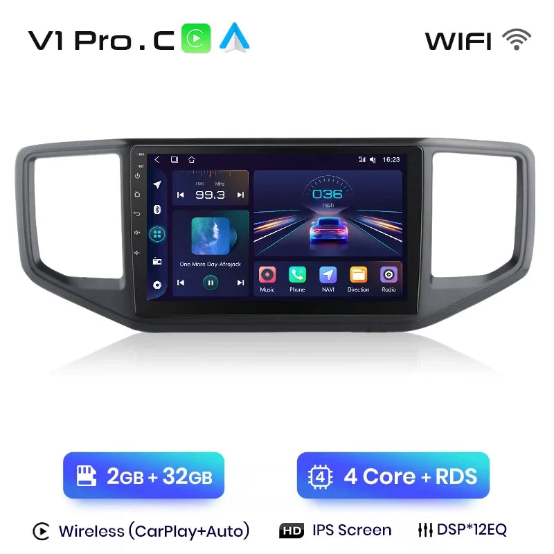 Junsun CarPlay inalámbrico Android Auto Radio para VOLKSWAGEN AMAROK 2017 Sistemas inteligentes para coche RDS BT WiFi 2 DIN 