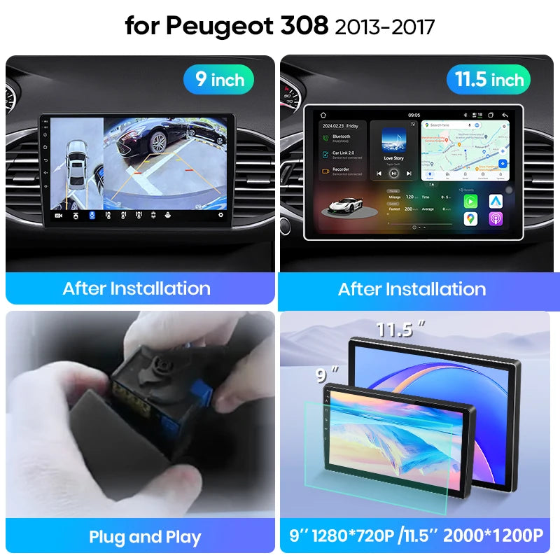 Junsun Wireless CarPlay Car Radio For Peugeot 308 2013 2014 2015 2016 2017 Android Multimedia