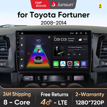 Radio Junsun V1 Plus para Toyota Fortuner, Hilux, Revo, Vigo (2007-2015), inalámbrica, CarPlay, Android Auto, 2 DIN, DVD. 
