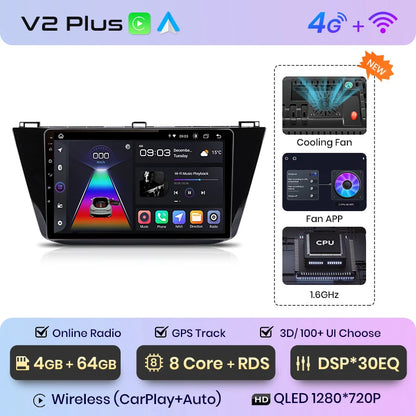Junsun V1pro Android Autoradio für VW Volkswagen Tiguan 2016-2020 Carplay 4G Auto Multimedia GPS 2din Autoradio 