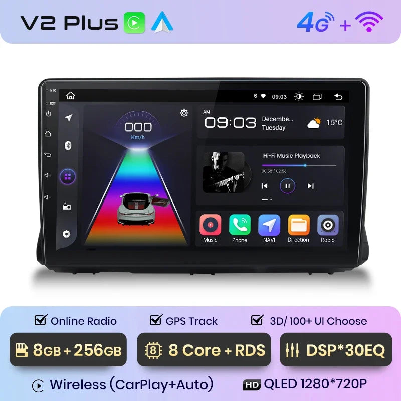 Junsun CarPlay inalámbrico Android Auto Radio para Renault Sandero 2021 Sistemas inteligentes para coche RDS BT WiFi 2 DIN 