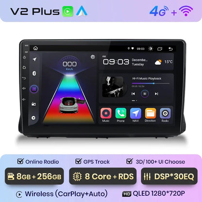 Junsun CarPlay inalámbrico Android Auto Radio para Renault Sandero 2021 Sistemas inteligentes para coche RDS BT WiFi 2 DIN 