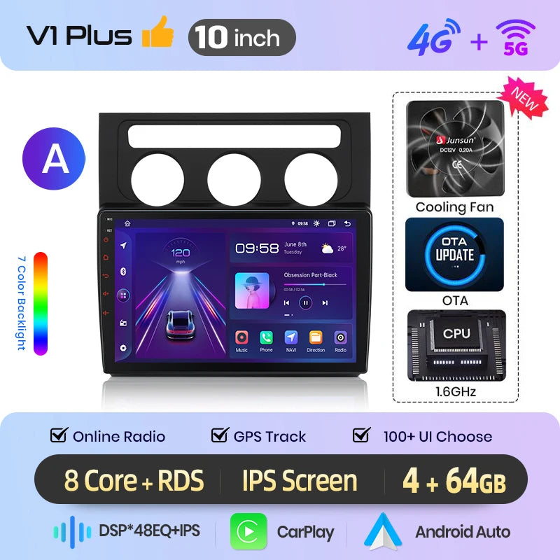Junsun Wireless CarPlay Car Radio For Volkswagen Touran 1 2003 - 2010 Android Multimedia