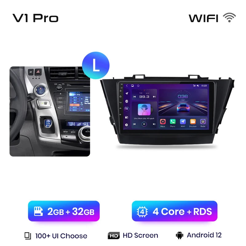Junsun V1 AI Voice Wireless CarPlay Android Auto Radio for Toyota Prius Plus V Alpha 2012-2017 Car Multimedia GPS 2din autoradio