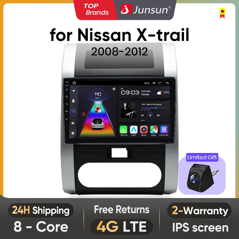 Junsun V1pro AI Voice 2 DIN Android Auto Radio para Nissan x trail t31 2008-2012 Carplay 4G Car Multimedia GPS 2 DIN Autoradio 