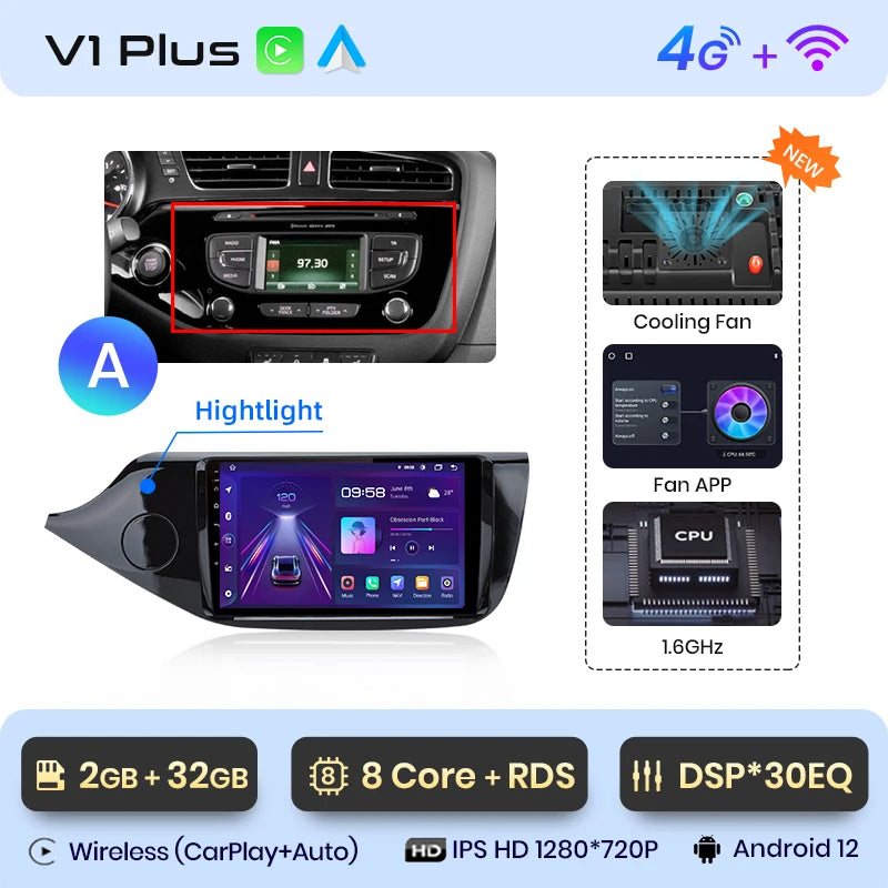 Junsun V1pro AI Voice 2 DIN Android Auto Radio para KIA CEED JD Cee'd 2012-2018 Carplay Car Multimedia GPS 2 DIN autorradio 