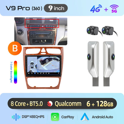 Junsun Wireless CarPlay Car Radio For Benz C Class CLK Class W203 W209 2000-2005 Android Multimedia