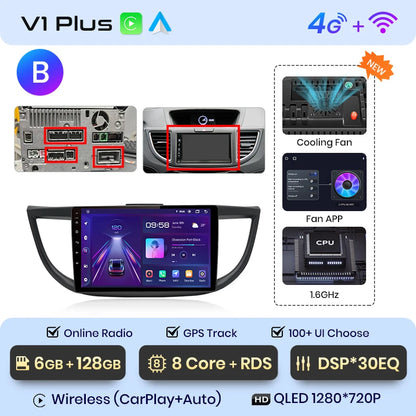Junsun V1pro AI Voice 2 din Android Auto Radio para Honda CRV CR-V 2012-2016 Carplay coche Multimedia GPS 2din autoradio 