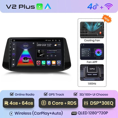 Junsun Wireless CarPlay Android Autoradio für Hyundai i30 2017 2018 Auto Intelligente Systeme RDS BT WiFi 2 Din 