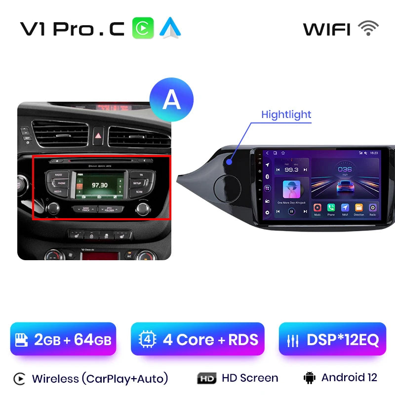 Junsun V1pro AI Voice 2 DIN Android Auto Radio para KIA CEED JD Cee'd 2012-2018 Carplay Car Multimedia GPS 2 DIN autorradio 