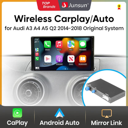 Junsun Wireless Carplay Android Auto Module Box Interface for Audi A3 A4 A5 8V Q2 8P 2014 2015 2016-2018 Mirror Link AirPlay
