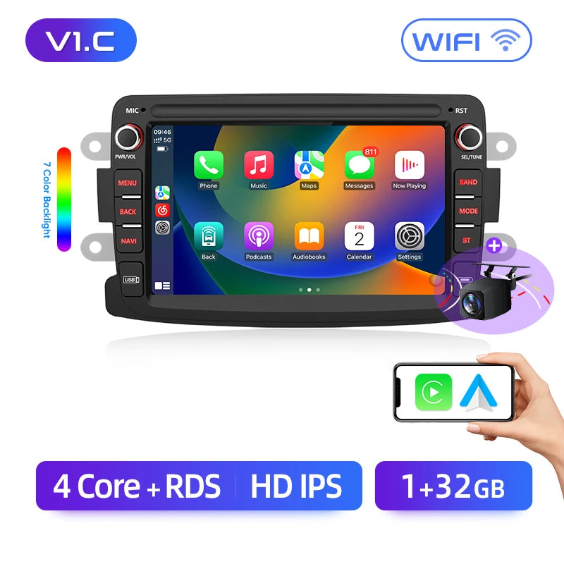 Radio Junsun Android 13 de 7 pulgadas para Renault, Dacia Duster, Sandero, Captur, Xray, Logan 2, CarPlay, Android Auto, sistemas inteligentes para coche. 