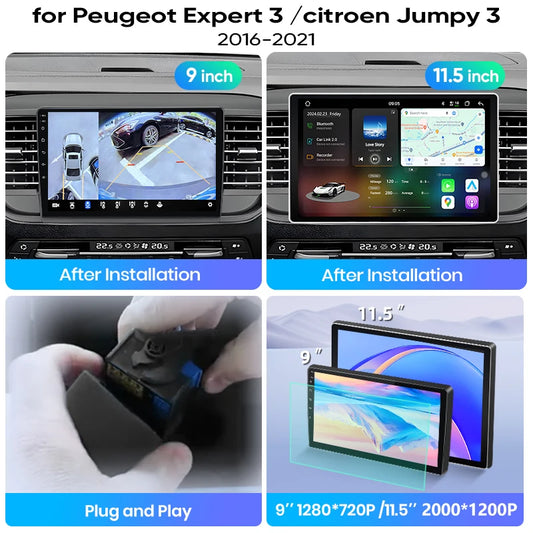 Junsun Wireless CarPlay Car Radio Peugeot Expert 3 Jumpy 3 Space Tourer 2016-2021 Android Multimedia