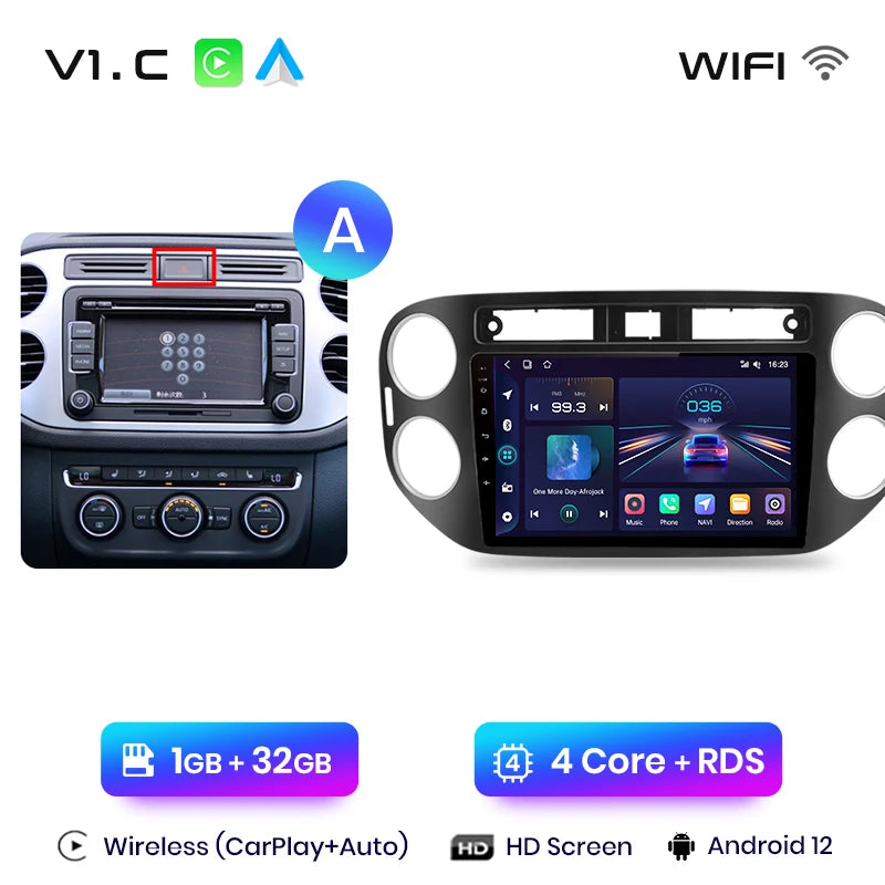 Junsun V1pro AI Voice 2 DIN Android Auto Radio para VW Volkswagen Tiguan 1 NF 2006-2016 Carplay Car Multimedia GPS 2 DIN autorradio 