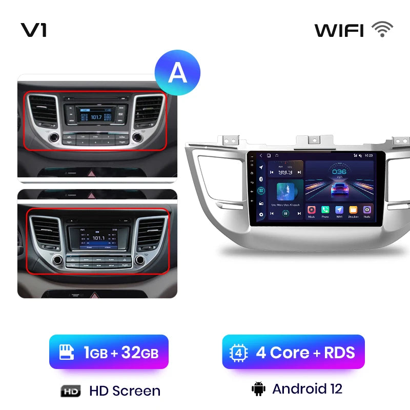 Junsun V1pro Wireless CarPlay Android Auto Radio For Hyundai IX35 Tucson 3 2015-2018 4G Car Multimedia GPS 2din autoradio