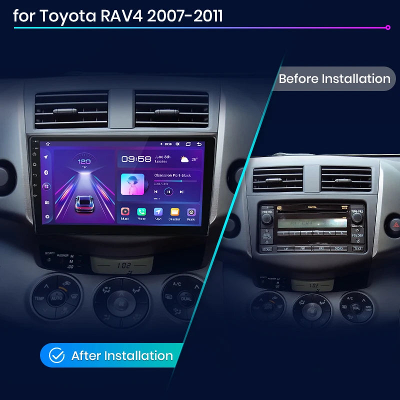 Junsun V1 AI voz inalámbrica CarPlay Android Auto Radio para Toyota RAV4 RAV 4 2005-2012 2013 4G coche Multimedia GPS 2din autoradio 