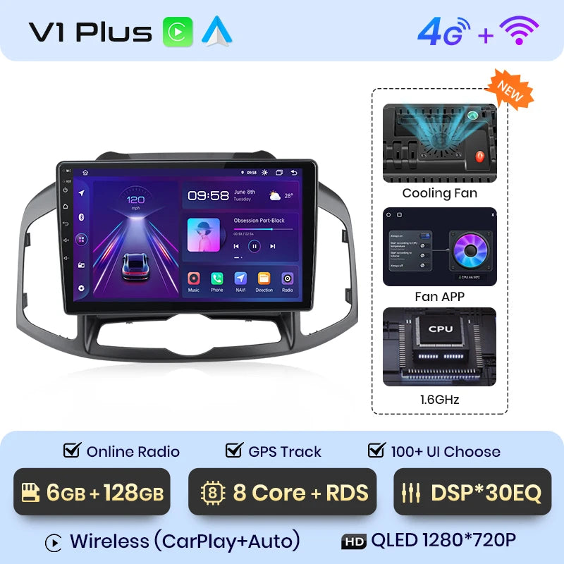 Junsun V1pro AI Voice Car Radio Android Auto Multimedia Player For Chevrolet Captiva 2011-2016 Carplay 4G 2din GPS autoradio