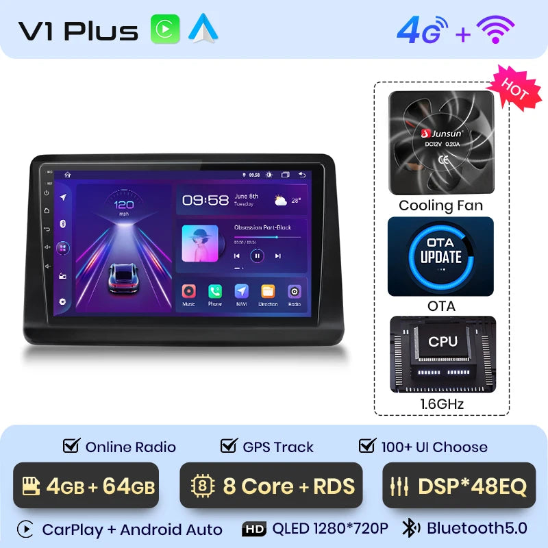 Junsun V1 Plus Car Radio For Mitsubishi Pajero 2 V20 V30 V40 1991 - 2004 wireless CarPlay Android Auto No 2 din 2din DVD