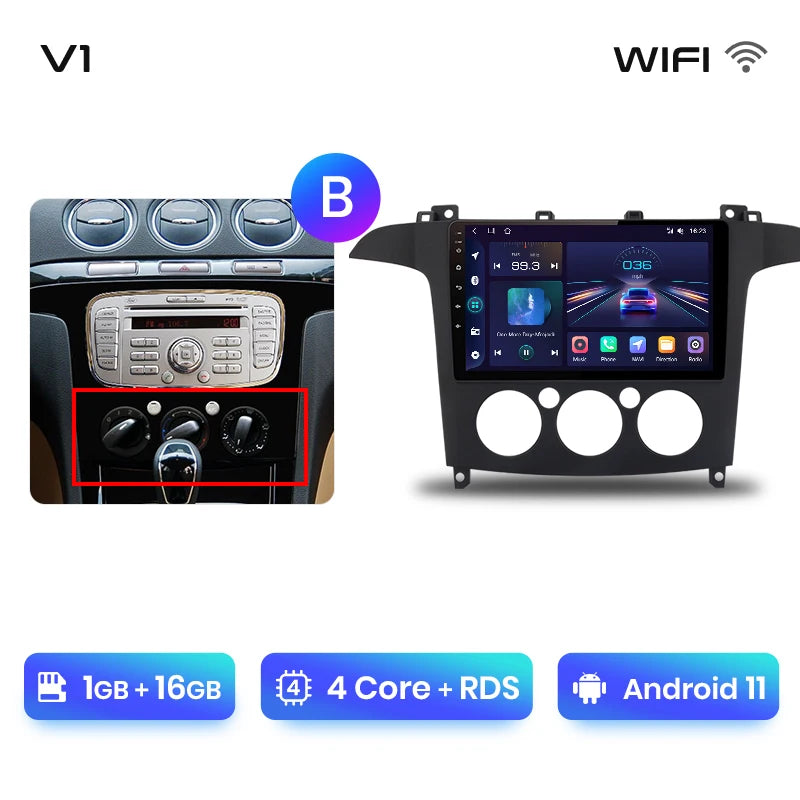 Junsun V1pro AI Voice 2 din Android Auto Radio For Ford S-Max S max 2007 - 2015 Carplay 4G Car Multimedia GPS 2din autoradio