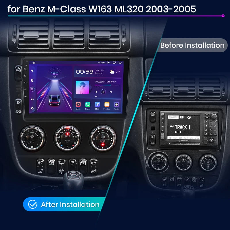 Junsun V1 Plus Car Radio For Mercedes Benz M-Class W163 ML 1998 - 2006 wireless CarPlay Android Auto No 2 din 2din DVD