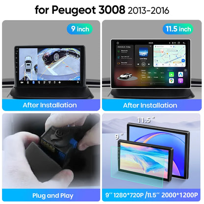 Junsun Wireless CarPlay Car Radio For Peugeot 3008 2013 2014 2015 2016 Android Multimedia