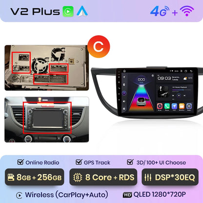 Junsun V1pro AI Voice 2 din Android Auto Radio para Honda CRV CR-V 2012-2016 Carplay coche Multimedia GPS 2din autoradio 