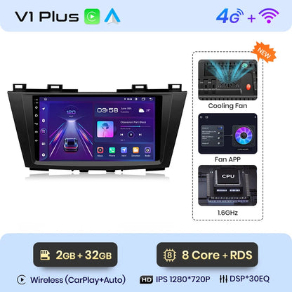 Junsun V1 AI Voice - Radio inalámbrica CarPlay Android para coche, GPS, 2DIN, 4G, para Mazda 5 (2010-2015) 