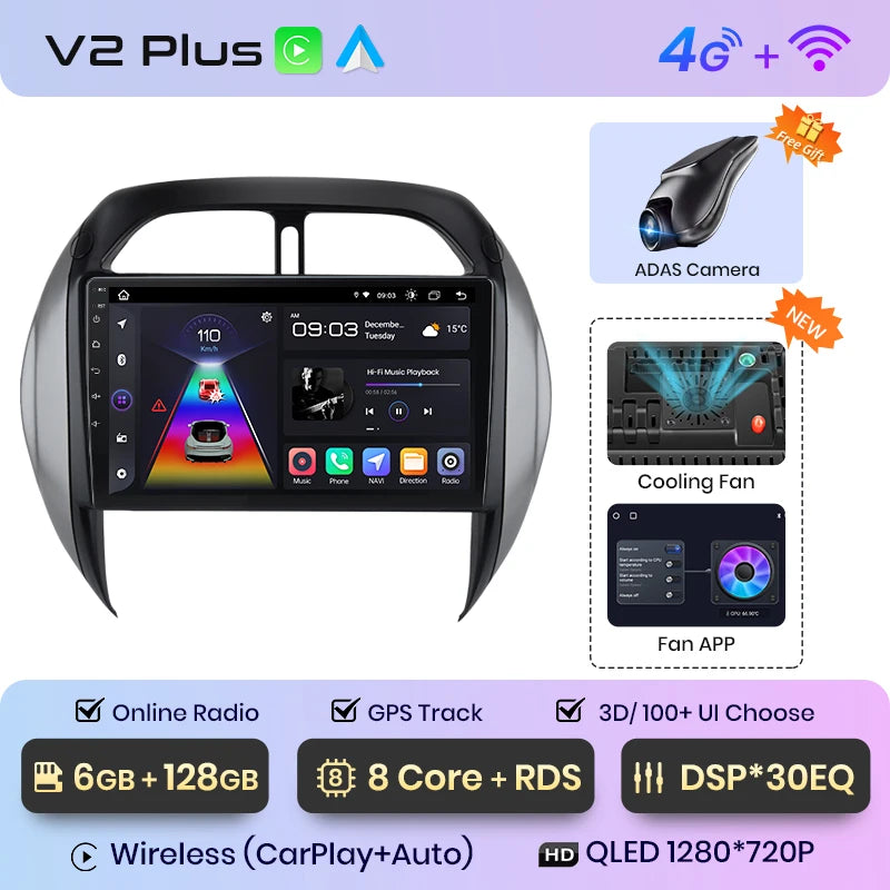 Junsun V1pro AI Voice 2 din Android Auto Radio para Toyota RAV4 2003 2004 2005 Carplay 4G coche Multimedia GPS 2din autoradio 