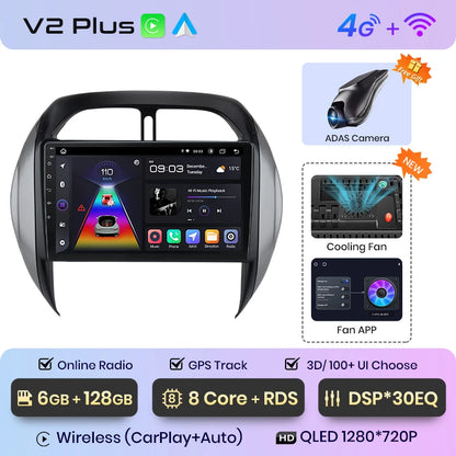 Junsun V1pro AI Voice 2 din Android Auto Radio para Toyota RAV4 2003 2004 2005 Carplay 4G coche Multimedia GPS 2din autoradio 