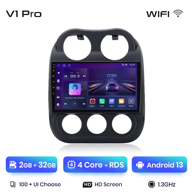 Radio Junsun para coche JEEP Compass Patriot 2010-2016 con CarPlay inalámbrico, Android Auto, sistema inteligente para coche, 2 DIN, DVD. 