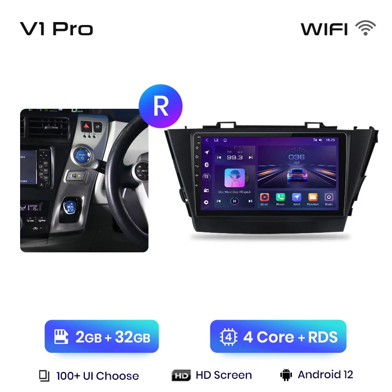 Junsun V1 AI Voice Wireless CarPlay Android Auto Radio for Toyota Prius Plus V Alpha 2012-2017 Car Multimedia GPS 2din autoradio