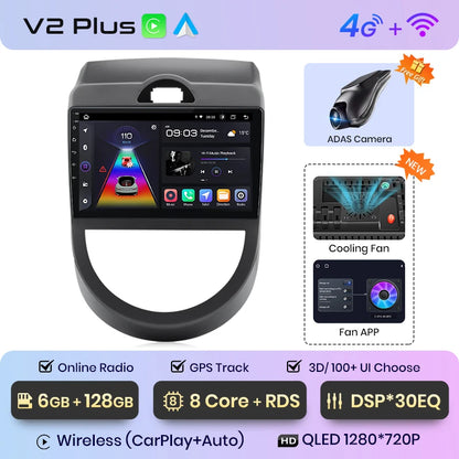Junsun V1 AI Stimme Drahtlose CarPlay Android Auto Radio Für Kia Soul AM 2008-2011 4G Auto Multimedia GPS 2din autoradio 